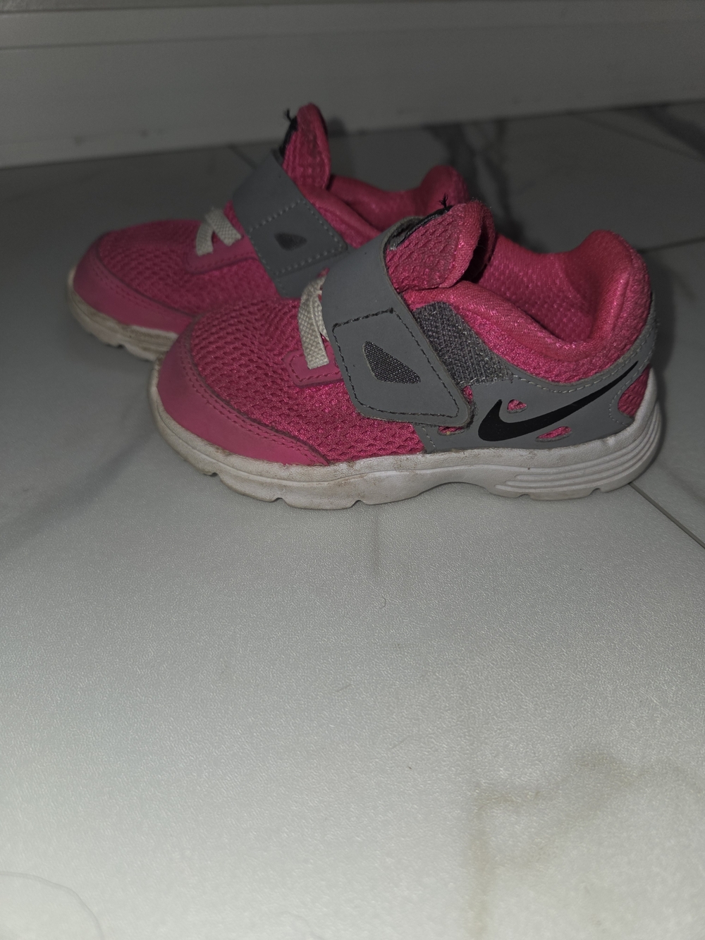 Nike Kids Pink and Gray Velcro Athletic Sneakers